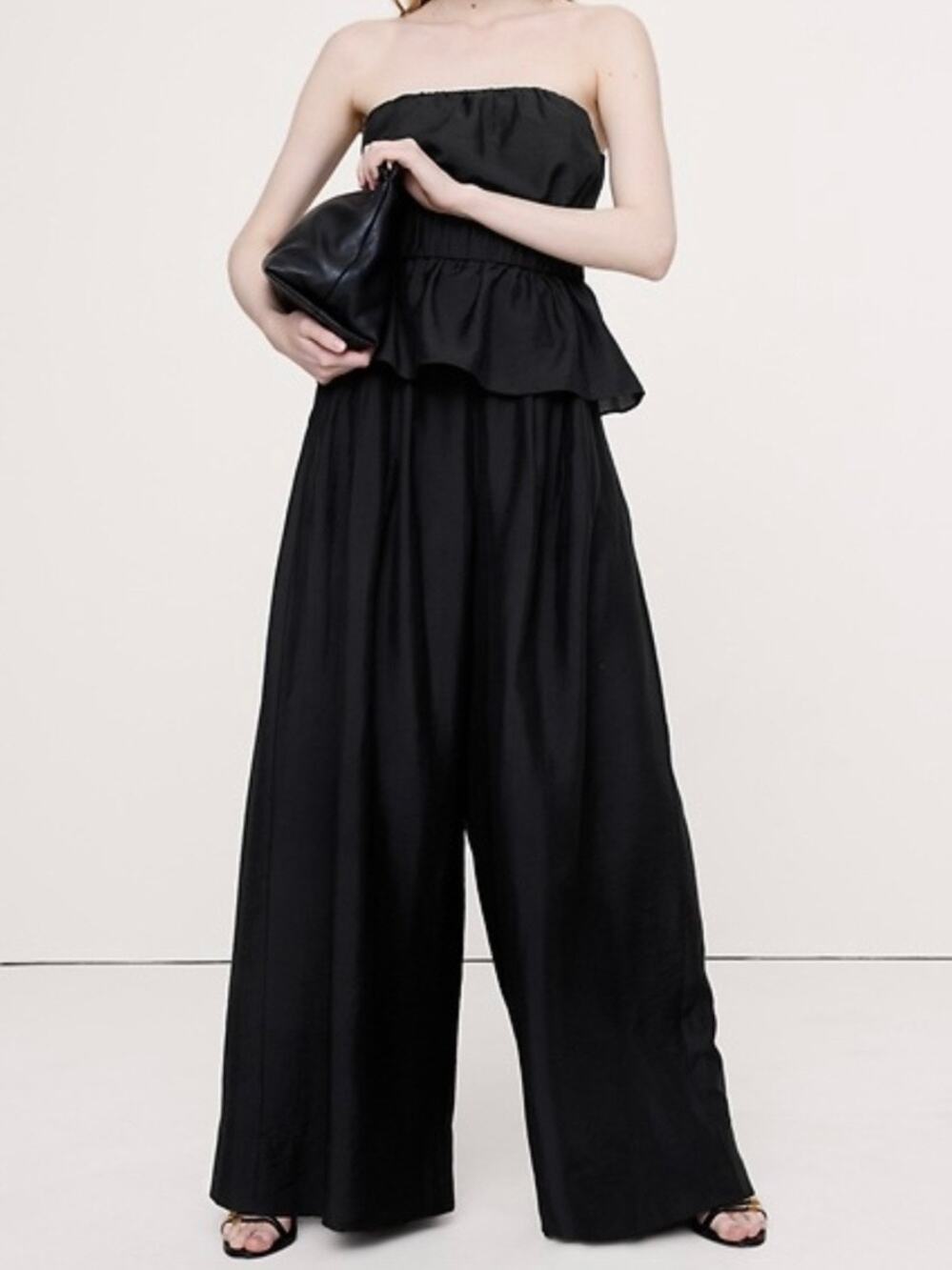 Banana Republic High Rise Wide leg Palazzo Pant Black XS Petite 901569 NEW